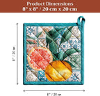Maison d' Hermine Pot Holders 100% Cotton Potholders (8" x 8", Pack of 1) | Heat Resistant Hot Pads with Loop BBQ Cooking Baking Farmhouse Kitchen Handling Hot Pans Spring Summer - Agrume