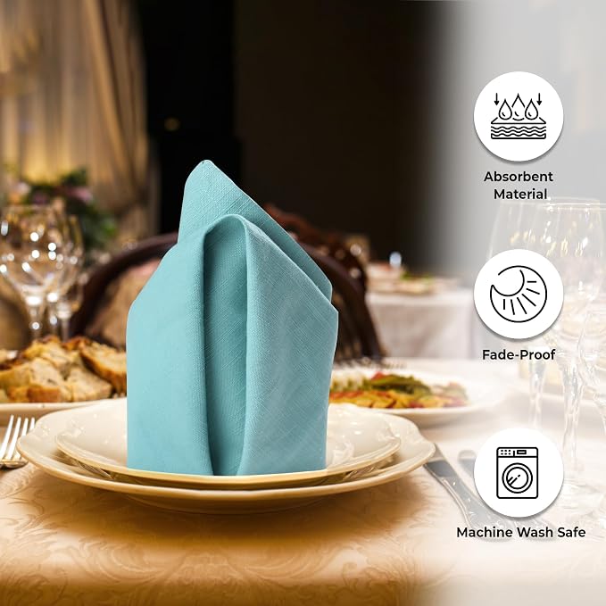 Urban Villa Cloth Napkins Cotton 20x20 (Set of 6) Aqua