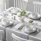 MALACASA 12 Pcs Porcelain Plates and Bowls Sets,Dinnerware Set for 4,Grey | Modern Ceramic Dishware Set,Kitchen Dining Ware,Microwave and Dishwasher Safe,Unique Marble Grey Design,Series LUNA