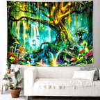 Delur Magical Forest Tapestry Fantasy Tree of Life Enchanted Fairy Tale Forest Tapestry Mystical Psychedelic Nature Landscape Wall Hanging Headboard for Bedroom Living Room Home Decor (70.8" x 92.5")