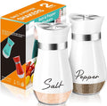 Salt and Pepper Shakers - 4 oz White Glass Set with Stainless Steel Lids | Refillable Glass Shakers with Stainless Steel Lids for Cooking, Dining, RV Trips, Camping and BBQs; 4 oz Capacity Each.