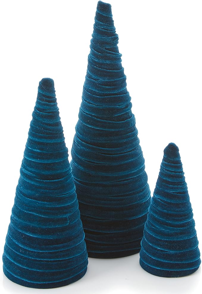 Your Heart's Content Velvet Trees Set of 3 Teal, Minimalist Mantel Accent, Winter Wedding Centerpiece, Valentine Tree Tabletop, Handcrafted Mantel Accent (Teal)