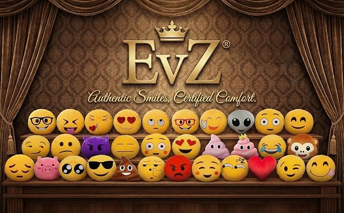 EvZ Official Certified Exciting Emoji Pillow - 32cm Large Soft Plush Smiley Face Winking Tongue Emoticon Cushion - Fun Decorative Stuffed Toy for Party Favors, Kids Playroom & Birthday Gift (Yellow)