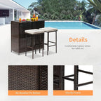 Wicker Patio Furniture 3 Piece Patio Set Chairs Wicker Outdoor Rattan Conversation Sets Bistro Set Coffee Table for Yard or Backyard