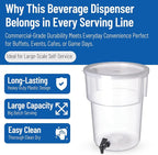 Carlisle FoodService Products Round Beverage Dispenser Drink Dispenser with Spigot for Catering, Plastic, 5 Gallons, Clear
