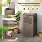 Devoko 33 Gallon Outdoor Trash Can with Dual Lid, Heavy Duty Waterproof Resin Garbage Bins Outside, Hideaway Waste Bins for Patio, Outside Pool, Backyard and Deck (2, Brown)