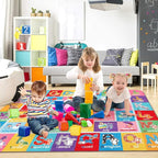IMIKEYA Play Rugs Playroom Mat with Colorful Pattern, Playtime Collection ABC Alphabet, Seasons, Months, Fruit and Shapes Playmat Educational Rug for Kids Playroom Bedroom, 55 x 43.3 Inch