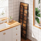 4NM No-Assembly 5 Tiers Folding Bookshelf Storage Shelves Vintage Bookcase Standing Racks Study Organizer Home Office (Rustic Brown, 5 Tiers)