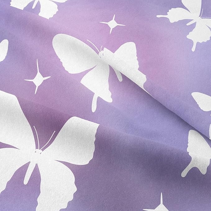 Tailor Shop Butterfly Comforter Sets Queen Size,Purple Butterfly Bedding Sets for Girls Kids Teens with 2 Pillowcase…