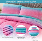 JQinHome Twin Glitter Comforter Sets for Girls, 3D Colorful Duvet Pink Rainbow Themed Bedding, All-Season Reversible Quilted Duvet, for Girls Teen Women - includes 1 Comforter, 1 Pillowcase