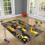 Construction Rugs for Boys Room Play Rug for Cars and Trucks Car Rug Play Mat Kids Rugs for Playroom Car Rug for Boys Room Construction Decor for Boys Room,Grey 3'×5'