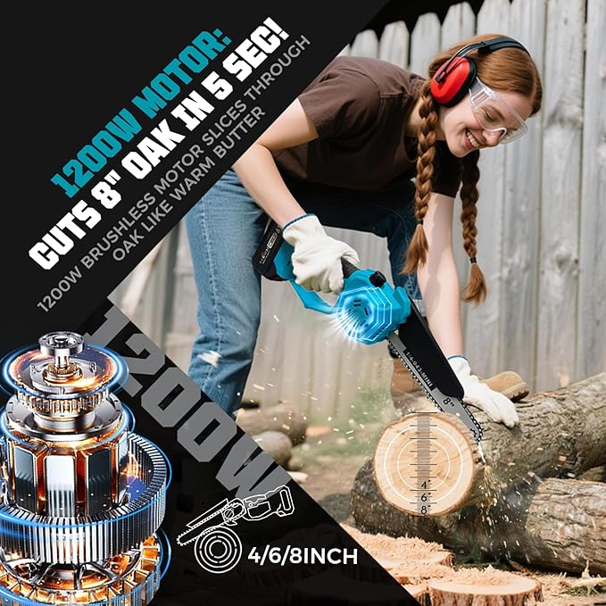 2-in-1 Cordless Pole Saw & 8'' Mini Chainsaw,Forest Ranger Approved Electric Handheld Chain Saw with 2× 21V 4.0Ah Rechargeable Batterie&Charger, Auto Oiling Multi-Angle,Max 16Ft Saw for Tree Trimming