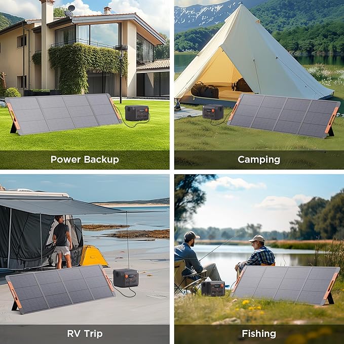 Upgraded 200 Watt Portable Solar Panel with Solar Angle Guide,20V Foldable Solar Charger for Power Station,23.5% High Efficiency IP67 Waterproof 4 Adjustable Kickstands for Camping RV Hurricane