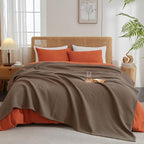 PHF Ultra Soft Waffle Weave Blanket Twin Size 66"x 90"- Washed Lightweight Breathable Cozy Woven Blanket for Bed - Aesthetic Decor for Couch Bedding Sofa Home Car - Cocoa Brown