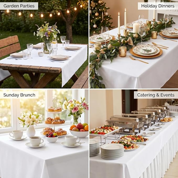Urban Villa Tablecloth Cotton Tabletop 60x84 (6-8 Seats) White