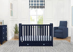 babyGap by Delta Children Graham 4-in-1 Convertible Crib with Storage Drawer TrueSleep Crib and Toddler Mattress (Bundle), Navy/Light Blue