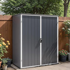 Patiowell Outdoor Storage Shed 5x3 FT, Plastic Garden Organizer Cabinet with Lockable Doors & Strong Roof for Patio Furniture, Pool Accessories, Lawn Tools, Dark Grey