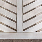 Walker Edison AZWC2VINWW Avalon Chevron Solid Acacia Wood Outdoor Chair, White Wash