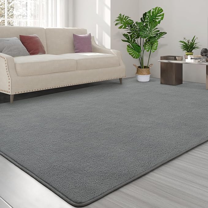 Area Rugs for Bedroom Living Room, 5x8 Grey Super Soft Comfy Thickened Memory-Foam Indoor Carpets, Modern Aesthetic Minimalist Carpet for Boys Girls Adults Apartment Nursery Home Décor