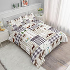 Datura home Happy Camper Comforter Set Rustic Lodge and Camper Deer Printed Quilt Bedding Set with 1 Comforter and 2 Pillowcases for Boys and Girls Bedroom All Season(Camper Full)