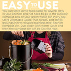 EPICA Countertop Compost Bin Kitchen | 1.3 Gallon | Odorless Composting Bin with Carbon Filters | Indoor Compost Bin with Lid | Stainless Steel Kitchen Composter for Food Scraps & Waste Recycling
