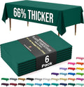 Exquisite 66% Thicker Premium Plastic Table Cloth Rectangle Table Cover 0.5 Mil 6 Pack Dark Green Table Cloth 54 Inch x 108 Inch Disposable Tablecloth Won't Tear Easily Like Cheap Thin Brands