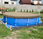 ECOOPTS 12 ft Round Pool Cover for Above Ground Pools, Swimming Pool Cover Protector Winter Safety Cover (Sand)