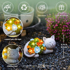 Solar Cat Garden Statue for Outdoor: Outside Sculpture Art Decor Yard Lawn Porch Backyard Ornament- Ideal Gifts for Mom Mother Women
