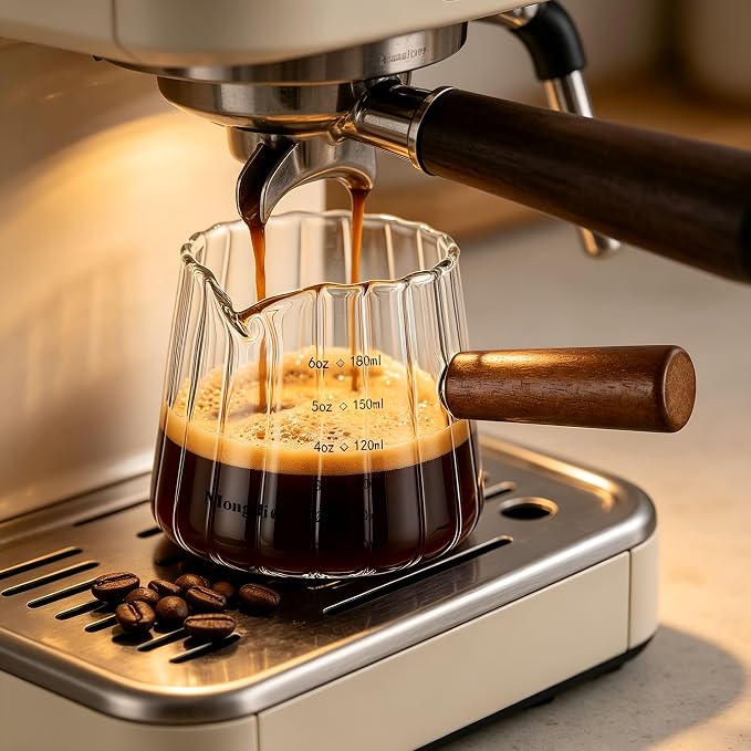 Espresso Glass with Handle 6Oz Espresso Shot Cup Espresso Measuring Cup with Dual Scale Markings Coffee Essentials for Coffee Milk