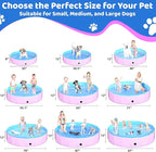 2025 Updated Foldable Dog Pool, 87" x 12" Kiddie Pool with Hard Plastic, Non-Slip Dog Bath Tub for Outdoor Backyard, Collapsible Dog Swimming Pool for Kids Dogs Pets (Pink)