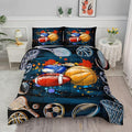 Axolotl Ball Game Bedding Set Twin,Basketball Comforter Set Sports Bedding,Volleyball Comforter Set Soccer Bedding,Football Comforter Colorful Grunge Style for Kids Boys Teens,1 Quilt 2 Pillowcases