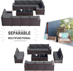 Kullavik 12PCS Outdoor Patio Furniture Set PE Wicker Rattan Sectional Sofa Patio Conversation Sets,Grey
