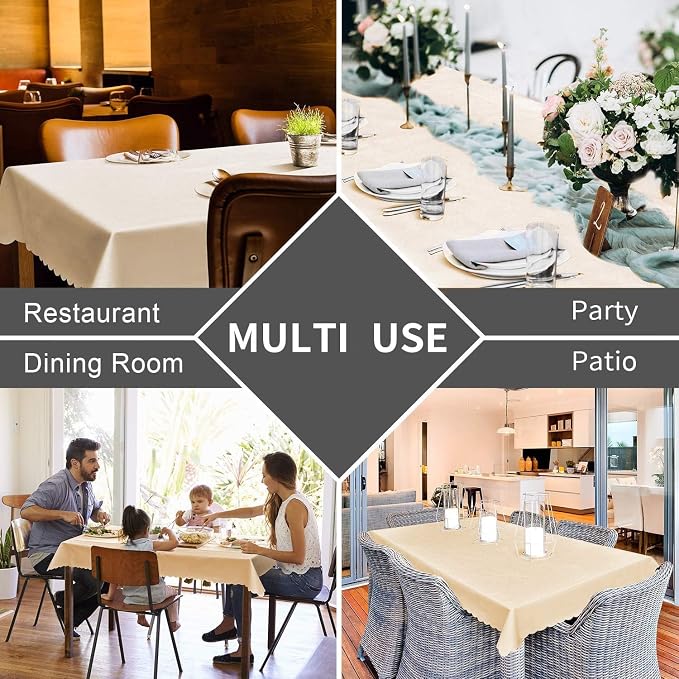 Smiry Rectangle Waterproof Heavy Duty Vinyl Tablecloths, 70 x 108 Inch | Wipeable Washable Floral Embossed Table Cover for Kitchen and Dining Room, Indoor & Outdoor Use, Brown