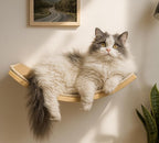Wood Cat Wall Curved Bed with Sisal Mat, Cats Shelf for Sleeping Scratching | Ergonomic Curved Design, Scratchable Sisal Pad, Wall Mounted