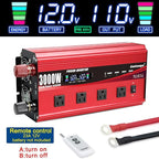 3000W Power Inverter 12V to 110V/120V DC to AC with LCD Display, Remote Controller 4 x AC Outlets and 4 x 3.1A USB Car Adapter for Car Truck Boat RV Solar System