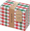 Urban Villa Cloth Napkins Cotton 12x12 (Set of 12) Red/Green/White