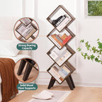Yoobure Small Bookshelf, Tall 4-Tier Book Shelf, Wood Bookcase Book Organizer, Industrial Bookshelves Floor Standing for CDs/Books in Small Spaces, Bedroom, Living Room, Home Office