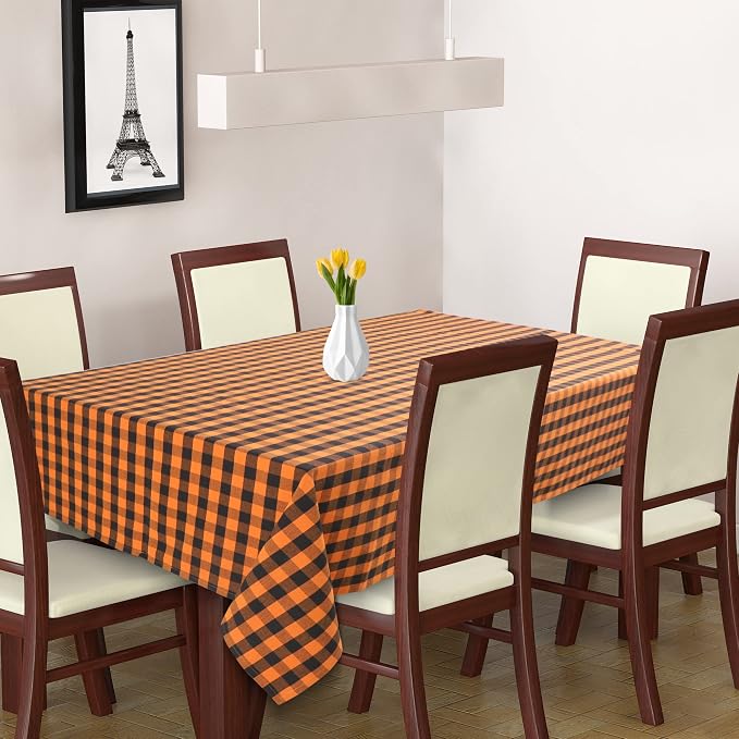 Urban Villa Tablecloth Cotton Tabletop 60x84 (6-8 Seat) Orange/Black Checks