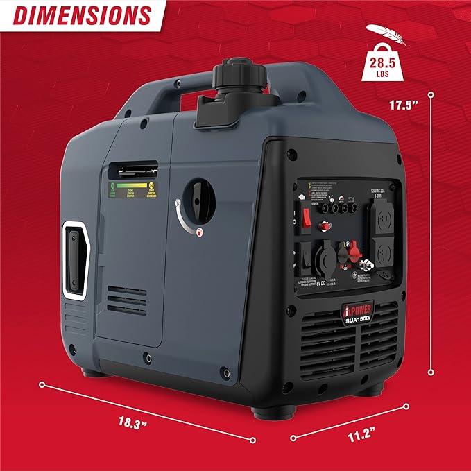 A-iPower 1500 Watt Portable Quiet Inverter Generator Gas Powered, Small Ultra Lightweight Quiet Generator for Camping, Tailgating, Home Backup, Emergency, EPA & CARB Compliant, CO Sensor (SUA1500i)