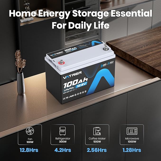 12.8V 100AH Group 31 Bluetooth LiFePO4 Lithium Battery with Self-Heating, Built-in 100A BMS, High/Low Temp Cutoff, Supports Low Temp Charging(-4°F), 5000+ Cycles, Perfect for RV/Camping,Off-Grid,Solar