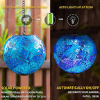 VCUTEKA Solar Lanterns Outdoor Waterproof - Hanging Solar Lights Garden LED Lanterns Mosaic Glass Design for Landscape Patio Yard Garden Pathway Decoration