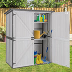 Outdoor Cabinet Storage Shed with Metal Frame Large Wooden Garden Shed Tool House with Floor,Door & Lock for Backyard Use