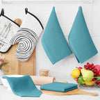 Homaxy 100% Cotton Waffle Weave Kitchen Dish Cloths 12-Pack, Lake Blue | 12 x 12 Inches, Ultra Soft Absorbent Dish Towels, Quick Drying Dish Rags with Hanging Loop
