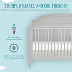 JPMA & Greenguard Gold Certified Milton 5-in-1 Convertible Crib Made with Sustainable New Zealand Pinewood in Pebble Grey, Non-Toxic Finish