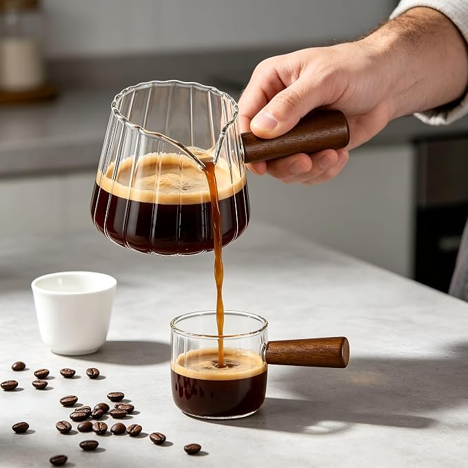 Espresso Glass with Handle 6Oz Espresso Shot Cup Espresso Measuring Cup with Dual Scale Markings Coffee Essentials for Coffee Milk