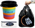 4 Gallon Small Black Trash Bags with Handles 100 Count, 11" x 21" Plastic Garbage Bags for Home, Kitchen, Office, Bathroom Thank You T-Shirt Style Bags for Small Business, Takeout, Grocery Use