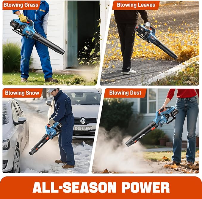 SENIX Leaf Blower Cordless, 40V Max Electric Leaf Blowers, Brushless, Handheld, Up to 700 CFM and 145 MPH, 2 Speed Mode, Cruise Control, Includes 2 x 4.0Ah Battery and Charger (BLAX2-M2)