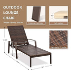 Pamapic 4 Pieces Patio Lounge Chair Set, Patio Chaise Lounges with Thickened Cushion, PE Rattan Steel Frame Pool Lounge Chair Set for Patio Backyard Porch Garden Poolside (Beige)