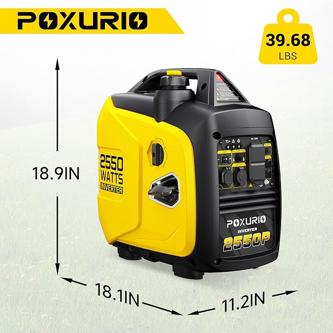 2550-Watt Portable Inverter Generator for Home Use, 1.06Gallon Large Fuel Tank Up to 10 Hours Use, 120V Gas Powered Generator Super Quiet - EPA Compliant-Yellow