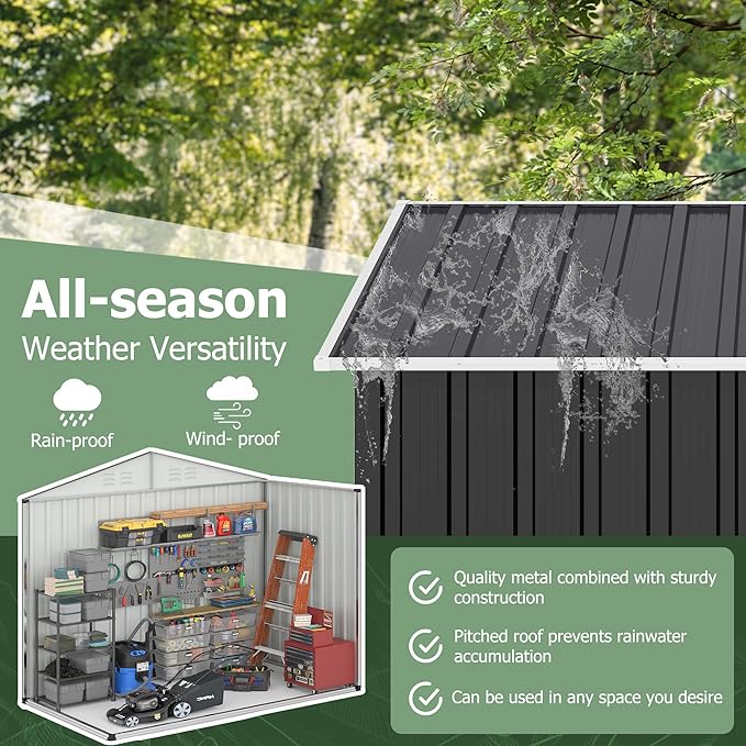 9x4 FT Outdoor Storage Shed, Garden Shed with Updated Frame Structure and Lockable Doors, Metal Tool Sheds for Backyard Garden Patio Lawn, Grey